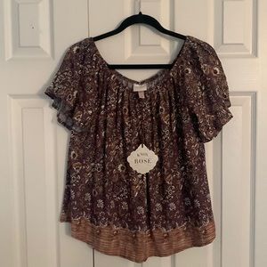 Brown floral short sleeve shirt